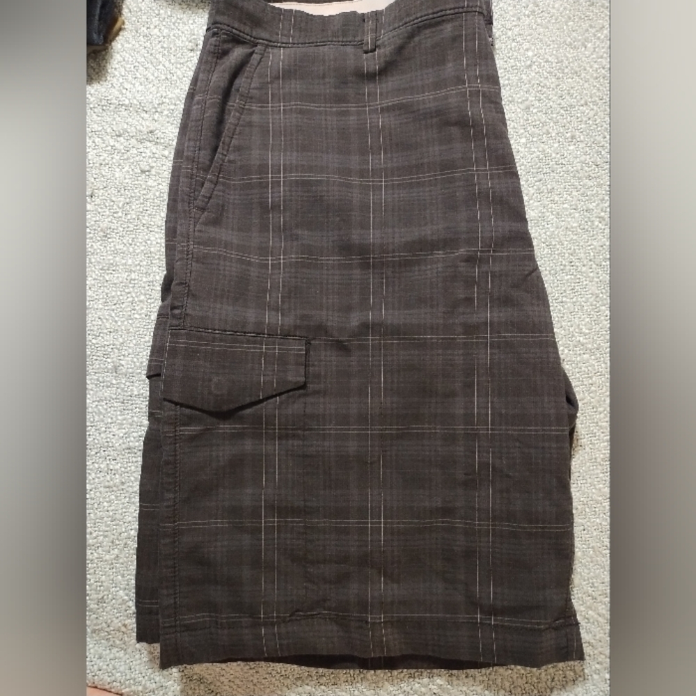 Attack Life by Greg Norman Dark Plaid Cargo Shorts